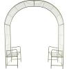 imageDeco 79 Metal Fleur De Lis Indoor Outdoor Scrollwork Arched Garden Arbor 44quot x 15quot x 95quot BlackGreen