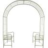 imageDeco 79 Metal Fleur De Lis Indoor Outdoor Scrollwork Arched Garden Arbor 44quot x 15quot x 95quot BlackGreen