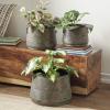 imageDeco 79 Metal Indoor Outdoor Planter Distressed Bucket Style Small Planter Pot with Side Ring Handles Set of 3 Planters 16quot 13quot 11quotW Bronze16  13  11W