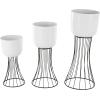 imageDeco 79 Metal Indoor Outdoor Planter Large Planter Pot with Black Hourglass Stands Set of 3 Planters 33quot 27quot 22quot H WhiteWhite