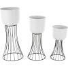 imageDeco 79 Metal Indoor Outdoor Planter Large Planter Pot with Black Hourglass Stands Set of 3 Planters 33quot 27quot 22quot H WhiteWhite