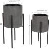 imageDeco 79 Metal Indoor Outdoor Planter Textured Exterior Large Planter Pot Set of 2 Planters 19quot 23quotH Light GrayGray