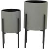 imageDeco 79 Metal Indoor Outdoor Planter Textured Exterior Large Planter Pot Set of 2 Planters 19quot 23quotH Light GrayGray