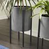 imageDeco 79 Metal Indoor Outdoor Planter Textured Exterior Large Planter Pot Set of 2 Planters 19quot 23quotH Light GrayLight Gray