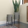 imageDeco 79 Metal Indoor Outdoor Planter Textured Exterior Large Planter Pot Set of 2 Planters 19quot 23quotH Light GrayLight Gray