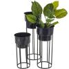 imageDeco 79 Metal Indoor Outdoor Planter Wash Textured Large Planter Pot with Open Framed Black Caged Base Set of 3 Planters 33quot 28quot 22quot H BlackBlack