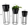 imageDeco 79 Metal Indoor Outdoor Planter Wash Textured Large Planter Pot with Open Framed Black Caged Base Set of 3 Planters 33quot 28quot 22quot H BlackBlack