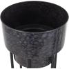 imageDeco 79 Metal Indoor Outdoor Planter Wash Textured Large Planter Pot with Open Framed Black Caged Base Set of 3 Planters 33quot 28quot 22quot H BlackBlack