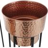 imageDeco 79 Metal Indoor Outdoor Planter Wash Textured Large Planter Pot with Open Framed Black Caged Base Set of 3 Planters 33quot 28quot 22quot H BlackCopper