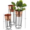 imageDeco 79 Metal Indoor Outdoor Planter Wash Textured Large Planter Pot with Open Framed Black Caged Base Set of 3 Planters 33quot 28quot 22quot H BlackCopper