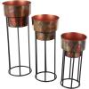 imageDeco 79 Metal Indoor Outdoor Planter Wash Textured Large Planter Pot with Open Framed Black Caged Base Set of 3 Planters 33quot 28quot 22quot H BlackCopper