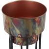 imageDeco 79 Metal Indoor Outdoor Planter Wash Textured Large Planter Pot with Open Framed Black Caged Base Set of 3 Planters 33quot 28quot 22quot H BlackCopper