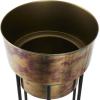 imageDeco 79 Metal Indoor Outdoor Planter Wash Textured Large Planter Pot with Open Framed Black Caged Base Set of 3 Planters 33quot 28quot 22quot H BlackGold