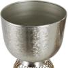 imageDeco 79 Metal Indoor Planter Textured Dome Large Planter Pot with Woven Seagrass and Caged Rod Pedestal Base Set of 3 Planters 32quot 27quot 24quot H SilverSilver