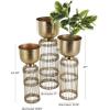 imageDeco 79 Metal Indoor Planter Textured Dome Large Planter Pot with Woven Seagrass and Caged Rod Pedestal Base Set of 3 Planters 32quot 27quot 24quot H SilverGold