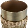 imageDeco 79 Metal Indoor Planter Textured Dome Large Planter Pot with Woven Seagrass and Caged Rod Pedestal Base Set of 3 Planters 32quot 27quot 24quot H SilverGold