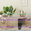 imageDeco 79 Metal Indoor Planter Textured Dome Large Planter Pot with Woven Seagrass and Caged Rod Pedestal Base Set of 3 Planters 32quot 27quot 24quot H SilverSilver