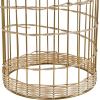 imageDeco 79 Metal Indoor Planter Textured Dome Large Planter Pot with Woven Seagrass and Caged Rod Pedestal Base Set of 3 Planters 32quot 27quot 24quot H SilverGold