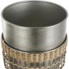 imageDeco 79 Metal Indoor Planter Textured Dome Large Planter Pot with Woven Seagrass and Caged Rod Pedestal Base Set of 3 Planters 32quot 27quot 24quot H SilverSilver