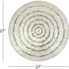 imageDeco 79 Mother of Pearl Shell Plate Handmade Home Wall Decor Mosaic Wall Sculpture with Blue Accents Wall Art 27quot x 4quot x 27quot BeigeBeige