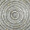 imageDeco 79 Mother of Pearl Shell Plate Handmade Home Wall Decor Mosaic Wall Sculpture with Blue Accents Wall Art 27quot x 4quot x 27quot BeigeGray