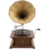 imageDeco 79 Wood Functional Gramophone with Record 18quot x 16quot x 28quot BrownBrown