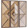 imageDeco 79 Wood Geometric Home Wall Decor Slatted Wood Design Wall Sculpture Set of 3 Wall Art 12quotW 35quotH Brown