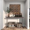 imageDeco 79 Wood Geometric Home Wall Decor Slatted Wood Design Wall Sculpture Set of 3 Wall Art 12quotW 35quotH Brown