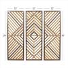 imageDeco 79 Wood Geometric Home Wall Decor Slatted Wood Design Wall Sculpture Set of 3 Wall Art 12quotW 35quotH Brown