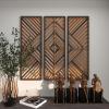 imageDeco 79 Wood Geometric Home Wall Decor Slatted Wood Design Wall Sculpture Set of 3 Wall Art 12quotW 35quotH Brown
