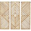 imageDeco 79 Wood Geometric Home Wall Decor Slatted Wood Design Wall Sculpture Set of 3 Wall Art 12quotW 35quotH Brown