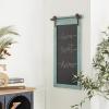 imageDeco 79 Wood Sign Home Wall Decor Chalkboard Wall Sculpture with Barn Door Inspired Top Wall Art 16quot x 2quot x 28quot BrownBlue