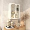 imageDeco 79 Wooden Geometric Arched Wall Shelf with Block Shapes 24quot x 10quot x 31quot Cream
