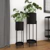 imageThe Novogratz Metal Indoor Outdoor Planter Large Planter Pot with Removable Stand Set of 2 Planters 30quot 24quotH BlackBlack