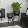 imageThe Novogratz Metal Indoor Outdoor Planter Large Planter Pot with Removable Stand Set of 2 Planters 30quot 24quotH BlackBlack