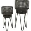 imageThe Novogratz Metal Indoor Outdoor Planter Large Planter Pot with Removable Stand Set of 2 Planters 30quot 24quotH BlackBlack