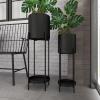 imageThe Novogratz Metal Indoor Outdoor Planter Large Planter Pot with Removable Stand Set of 2 Planters 30quot 24quotH BlackBlack