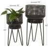imageThe Novogratz Metal Indoor Outdoor Planter Large Planter Pot with Removable Stand Set of 2 Planters 30quot 24quotH BlackBlack