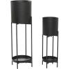 imageThe Novogratz Metal Indoor Outdoor Planter Large Planter Pot with Removable Stand Set of 2 Planters 30quot 24quotH BlackBlack