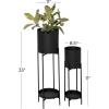 imageThe Novogratz Metal Indoor Outdoor Planter Large Planter Pot with Removable Stand Set of 2 Planters 30quot 24quotH BlackBlack