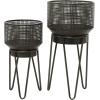 imageThe Novogratz Metal Indoor Outdoor Planter Large Planter Pot with Removable Stand Set of 2 Planters 30quot 24quotH BlackBlack