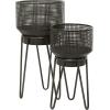 imageThe Novogratz Metal Indoor Outdoor Planter Large Planter Pot with Removable Stand Set of 2 Planters 30quot 24quotH BlackBlack