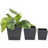 imageThe Novogratz Metal Indoor Outdoor Planter Large Planter Pot with Removable Stand Set of 2 Planters 30quot 24quotH BlackDark Gray