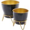 imageThe Novogratz Metal Indoor Outdoor Planter with Removable Stand Set of 2 11quot 9quotH Black