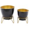 imageThe Novogratz Metal Indoor Outdoor Planter with Removable Stand Set of 2 11quot 9quotH Black