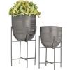 imageCosmoLiving by Cosmopolitan Metal Indoor Outdoor Planter Deep Recessed Hammered Dome Large Planter Pot with Removable Stand Set of 2 Planters 17quot 19quotH GoldMetal Panther Black
