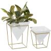 imageCosmoLiving by Cosmopolitan Metal Indoor Outdoor Planter Dome Small Planter Pot with Gold XShaped Stands Set of 2 Planters 12quot 10quotH White14  10H