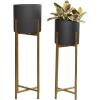 imageDeco 79 Glam Metal Set of 2 Planters 11quotW 32quotH GoldSet of 2 Planters 30  36H