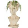 imageDeco 79 Magnesium Oxide Woman Indoor Outdoor Planter Distressed Antique Greek Bust Large Planter Pot with Floral Accents Planter 11quot x 10quot x 22quot CreamCream