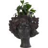imageDeco 79 Magnesium Oxide Woman Indoor Outdoor Planter Distressed Antique Greek Bust Large Planter Pot with Floral Accents Planter 11quot x 10quot x 22quot CreamBronze